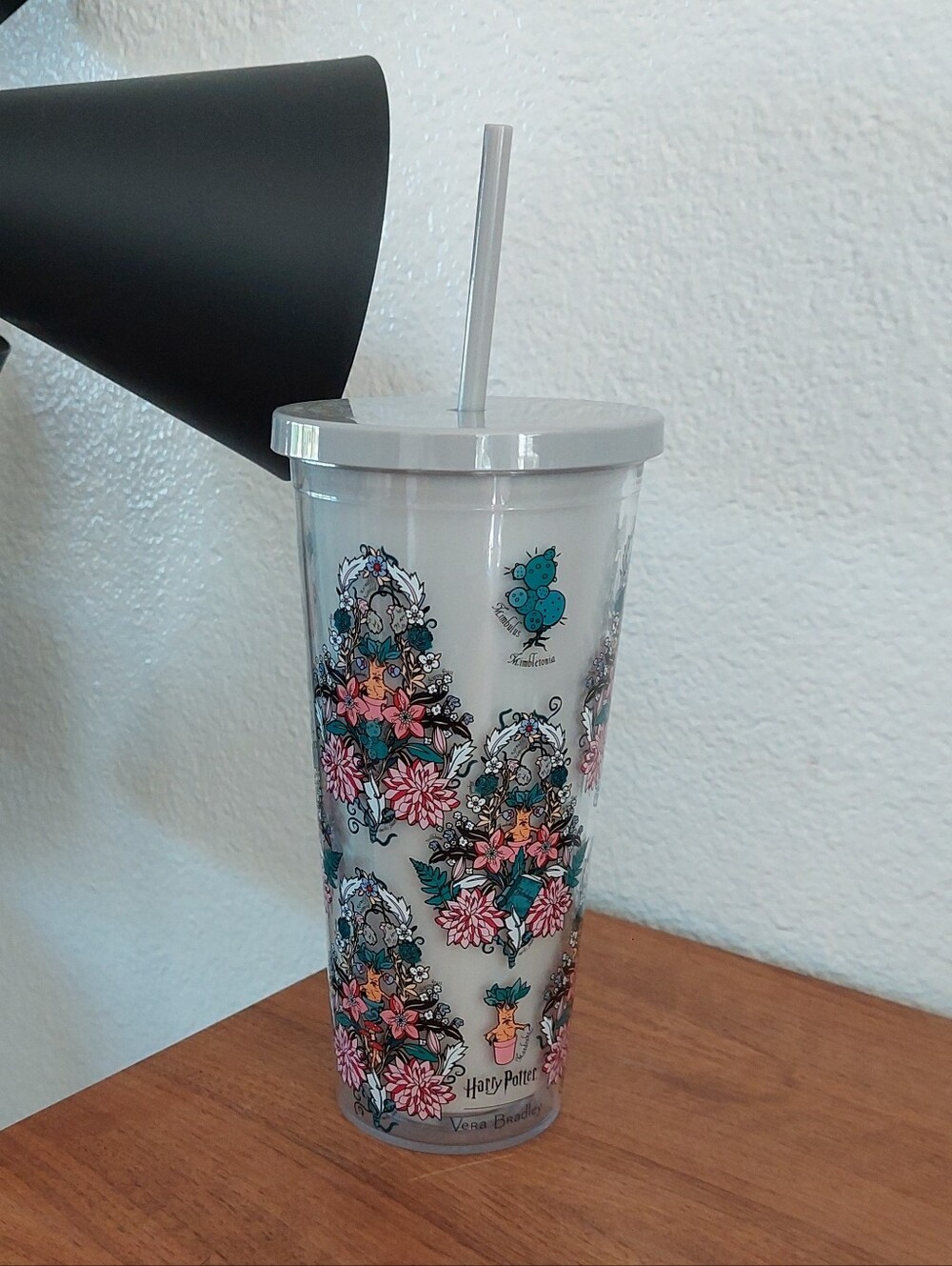 Vera Bradley Harry Potter Floral Travel Tumbler - White with Pink Herbology